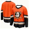 Хоккейная футболка с джерси Anaheim Ducks - Оранжевая с Черными, Белыми и Бежевыми Деталями, Дышащая и Быстросохнущая Спортивная Футболка, 3D Печать Джерси