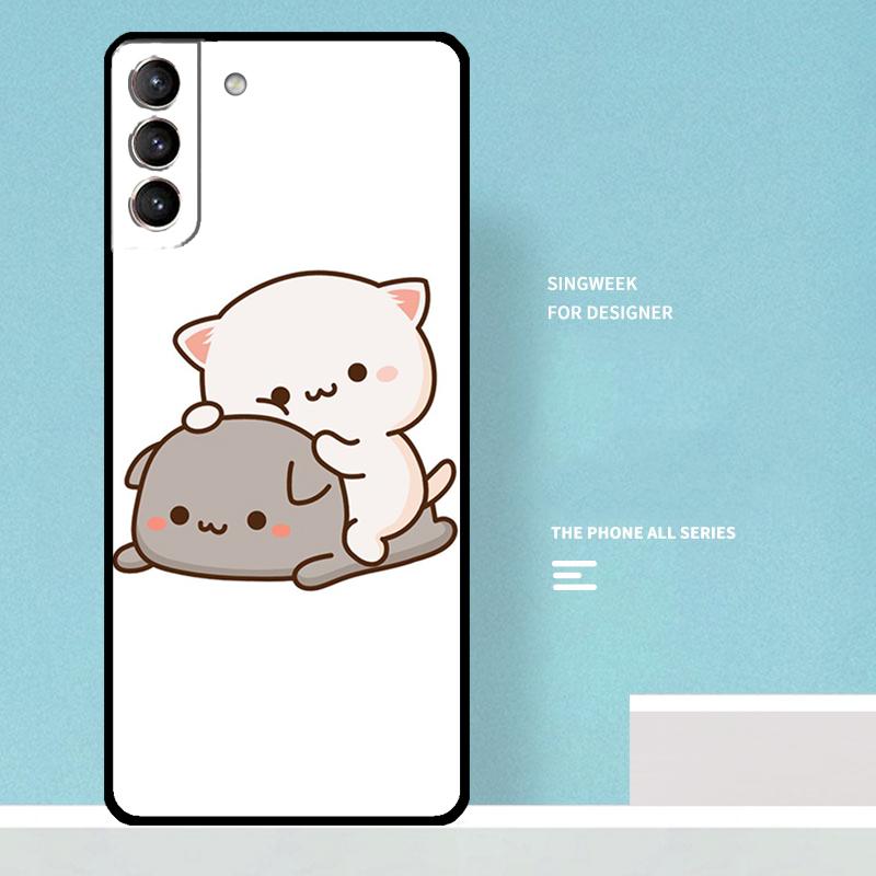 Чехол-моти Персиковый Кот для Samsung Galaxy S23 S24 Ultra S22 S21 Plus Note 10 Note 20 S9 S10 S20 S21 FE