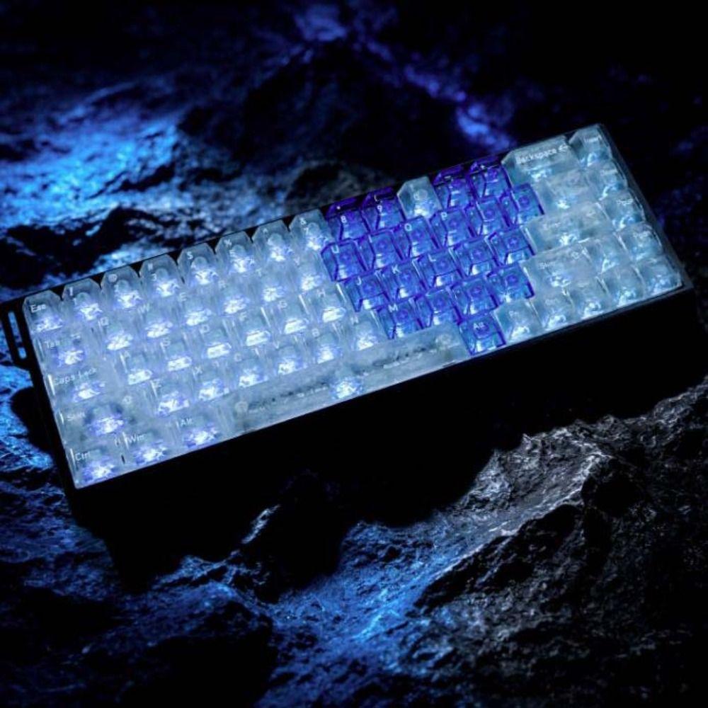 Full Transparent Red Love Heart Keycaps Ice Transparent PBT Mechanical Keyboard Keycaps Crystal Clear Cherry Profile PC Keycaps