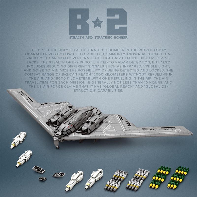 Военный Технический B2 Призрак Стелс Бомбардировщик Истребитель Строительные Блоки Мировая Война Вв2 Специальная Модель Ракеты Кирпичики Детские Игрушки Мальчики