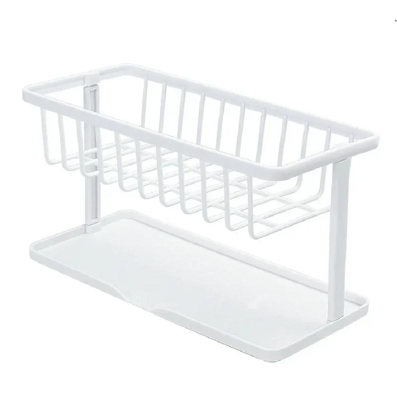 Household Kitchen Countertop Cleaning and Storage Rack, Multifunctional Sponge Drain Shelf for Faucets and Sinks