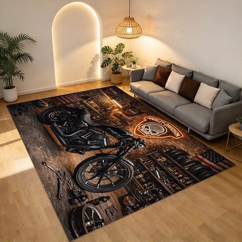 Motorcycle Workshop Living Room Nonslip Area Rug Soft Carpet For Bedroom Game Playroom Sofa Office Home Decor Doormat Christmas Gift C9291363