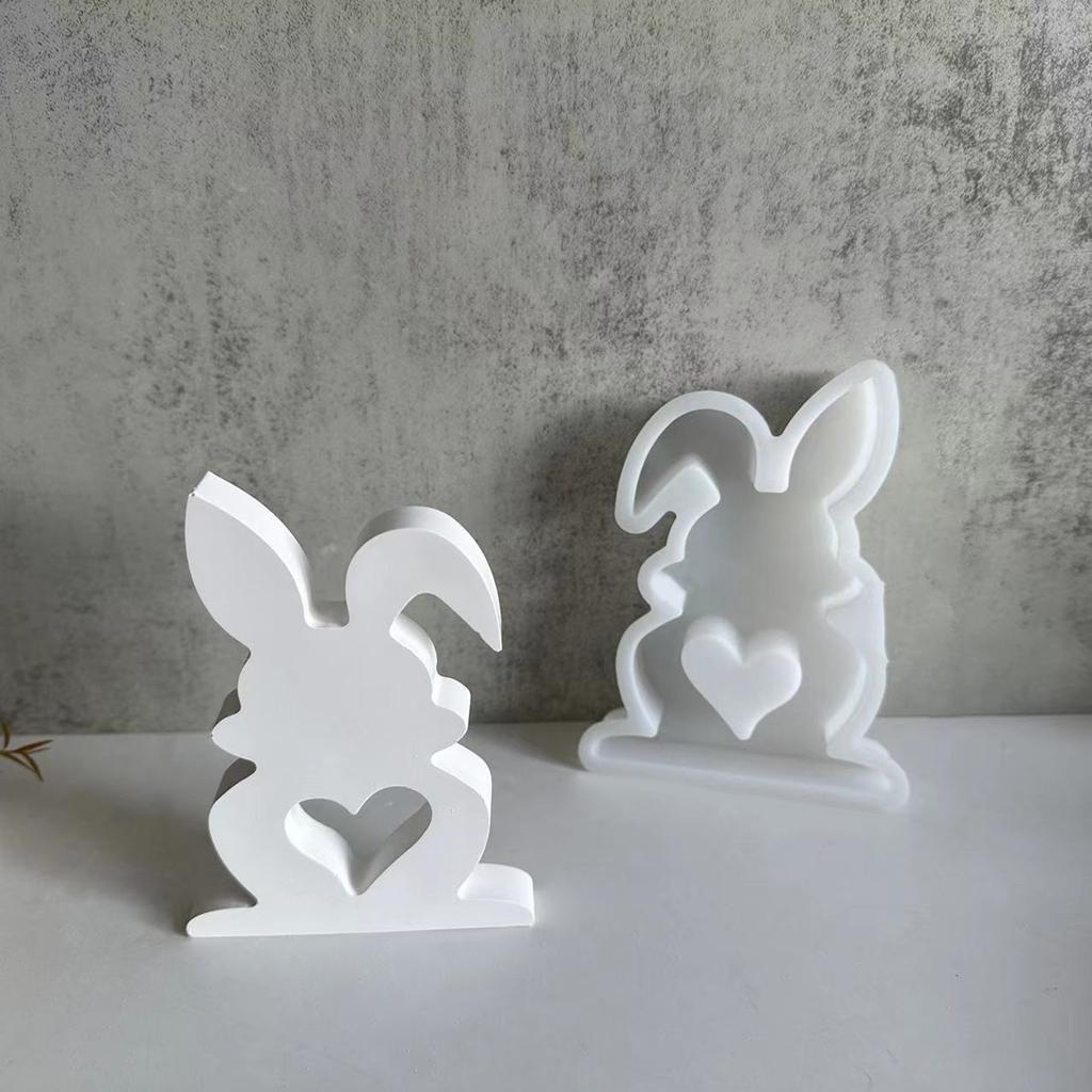 Heart Rabbit Candle Resin Mold Easter Rabbit Silicone Mould DIY Craft Molds Handmade Soap Baking Mold for Home Decor