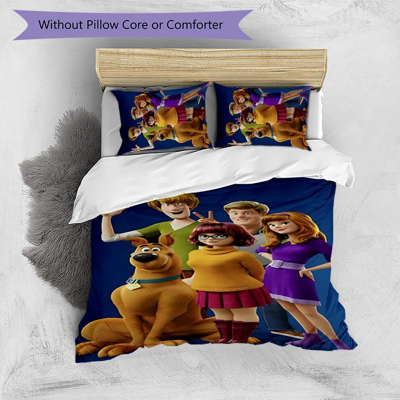 Scooby Doo 3pcs Bedding Set Duvet Cover Closure Includes 1 Duvet Cover & 2 Pillowcases for All Seasons Bedroom Home Dorm Decor