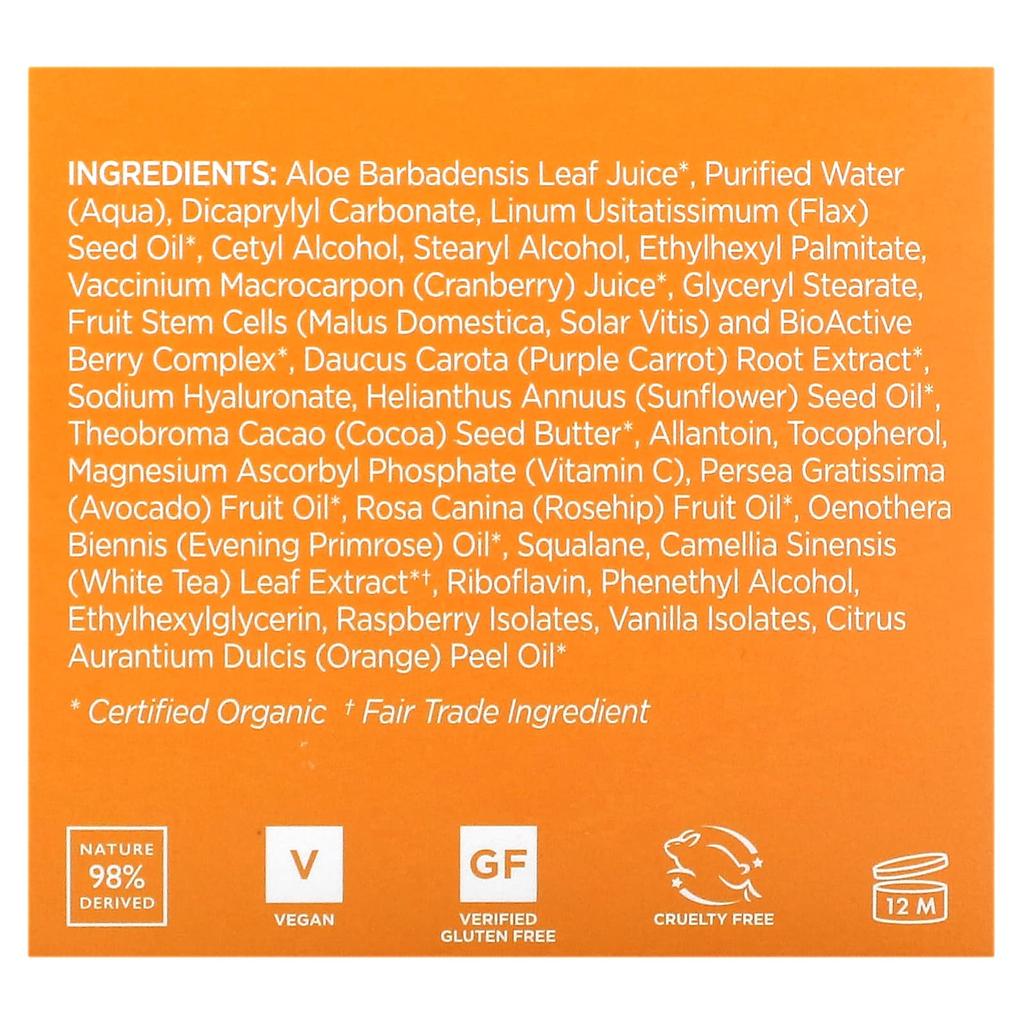 Aqua Glow Night Cream, Purple Carrot + C, 1.7 Fl Oz (50 Ml)