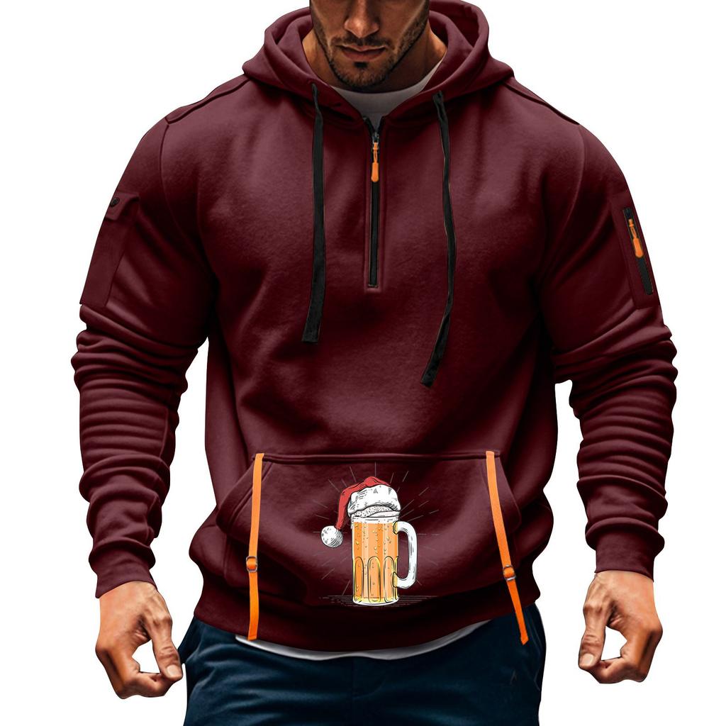 Мужская толстовка с капюшоном с принтом, кардиган на молнии с карманом на рукаве, мужская спортивная повседневная толстовка большого размера