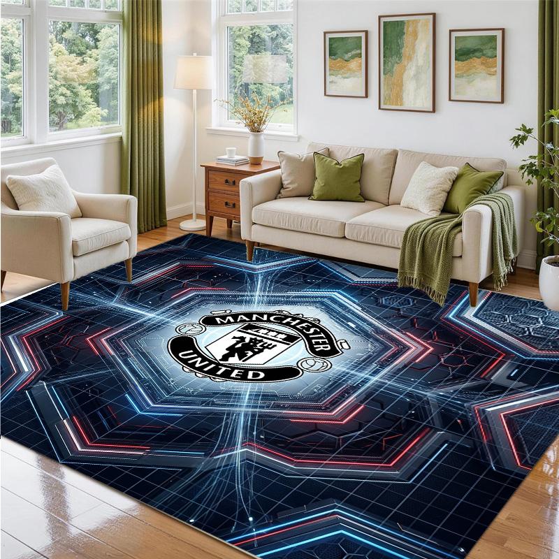 Manchester United Design Crystal Velvet Rug Soft Decorative Mat for Bedroom Entrance