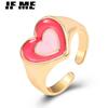 Ретро красочные кольца в форме сердца модные открытые регулируемые кольца на палец женские ювелирные аксессуары