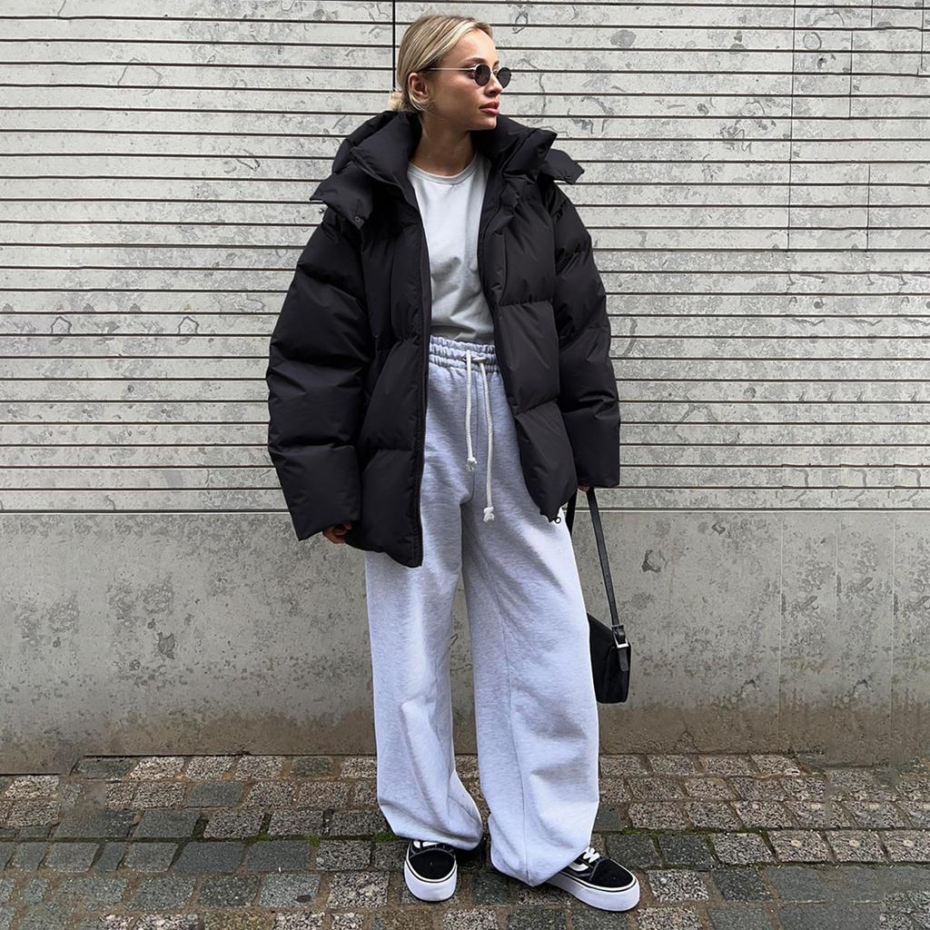 Womens Identical Cotton Jacket Winter Thickened Warm Cotton Long Sleeved Jacket Trendy Short Down Cotton Overcoat