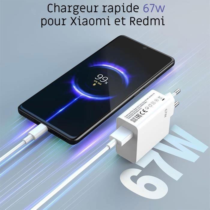 Chargeur 67W - E.F.Connection - USB-C - Câble 1M - Charge rapide - Pour Xiaomi, Redmi - Sécurité intégrée