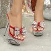 Music Transparent Super High Heel Thin Heel Summer Women Waterproof Table Rhinestone Sexy Fairy Slippers