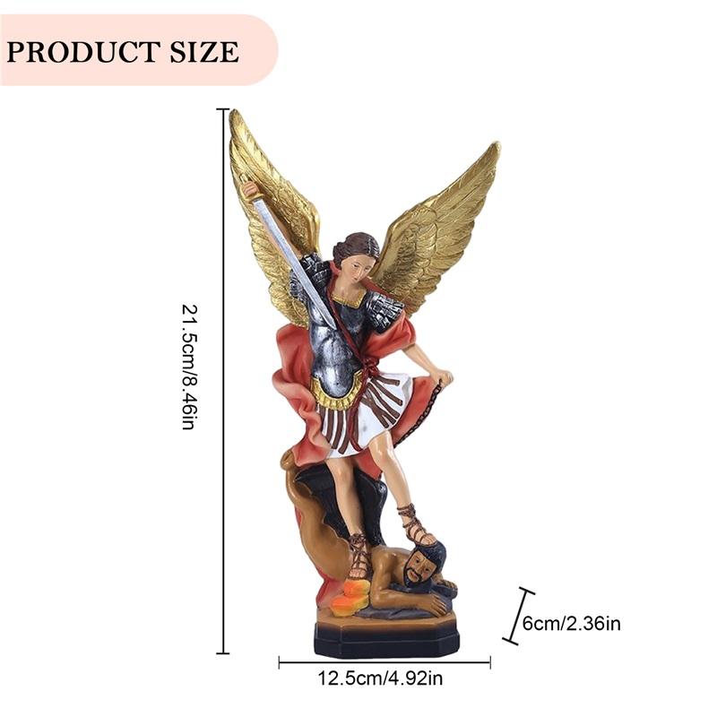 Resin Religious Angel Sculpture Desktop Ornament Holy Angel Michael Sculpture Christmas Gift Home Decor for Office Study