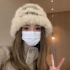 Women Fisherman Hat Imitation Rabbit Fur Decor Autumn Winter Windproof Warm Dome Soft Knitting Basin