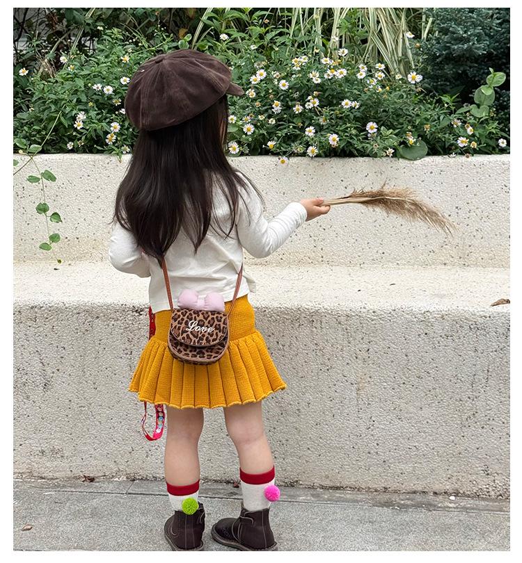 Leopard Print Cute Bow Princess Crossbody Bag for Girls - Mini Square Shoulder Bag Accessory