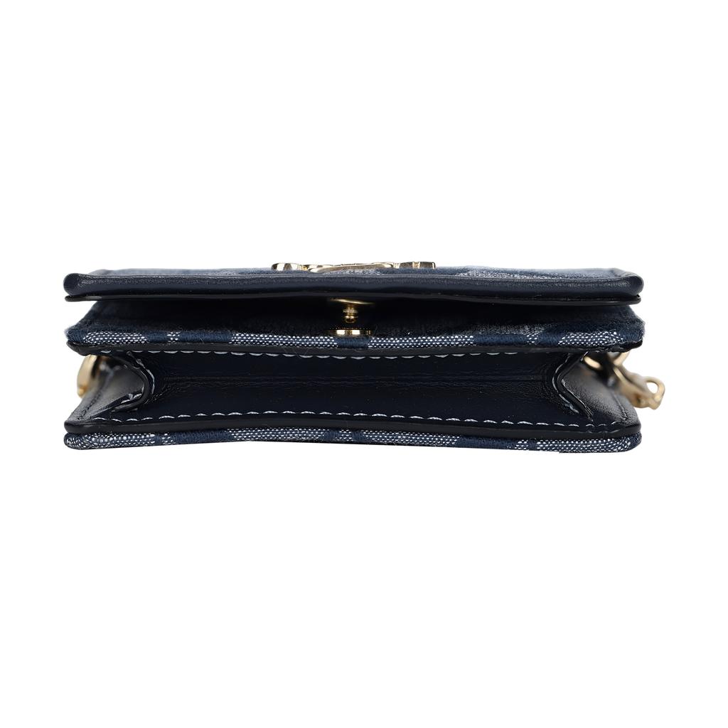 Tory Burch T Monogram Double T Logo Jacquard Magnetic Snap Chain Shoulder Strap Crossbody Bag Women crossbody bag Navy-Blue 149061-405