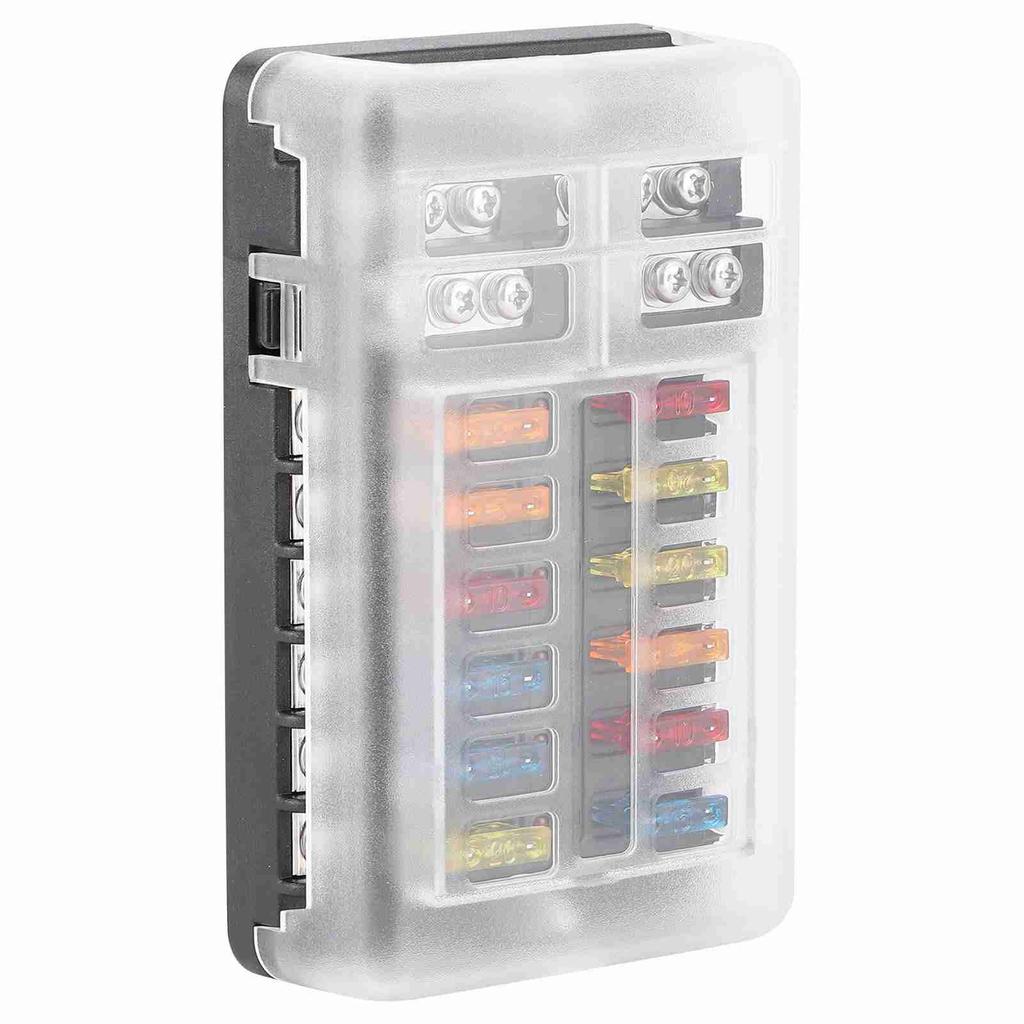 12 Circuits Fuse Box Block Holder LED Indicator Light MNI Motor for Car Yacht Marine Boat