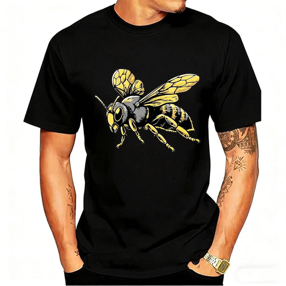 Unisexs Edgy Streetwear Yellow Bee Bold Graphic Print TShirt Summer Short Sleeve Casual Crewneck Top Harajuku Graphic T Shirts