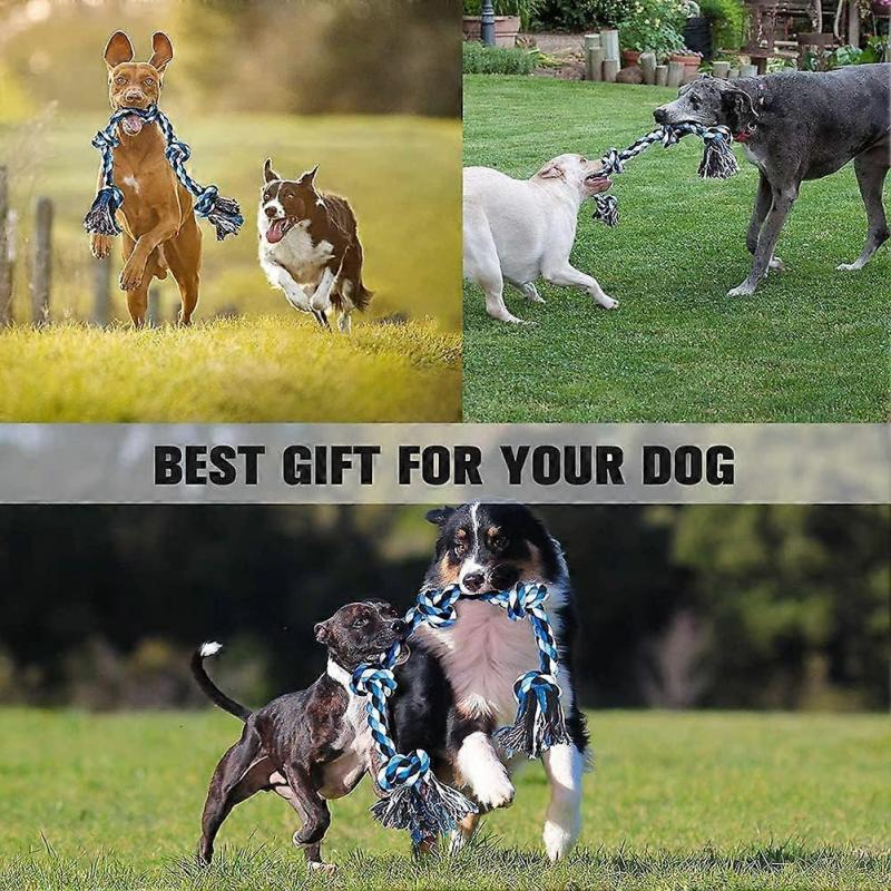 Dog Rope Toys for Large/Medium Aggressive Chewers, Dog Chew Toy 92cm 5 Knots, Tug of War Toys for Teeth Cleaning