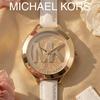 Michael Kors Тонкие женские кварцевые часы Runway с циферблатом цвета шампанского / золотого цвета на кожаном ремешке, 42 мм, MK2389