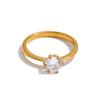 Yhpup 2 Style 6789 Stainless Steel Cubic Zirconia Classic Basic Finger Ring for Women Party Engagement Gift Delicate Jewelry
