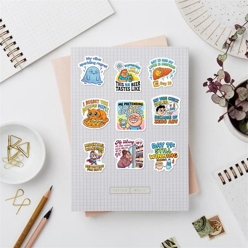 10/30/50PCS Self-mockery Sticky PVC Sticker Stationery DIY Colored Laptop Luggage Skateboard Decoration Scrapbooking