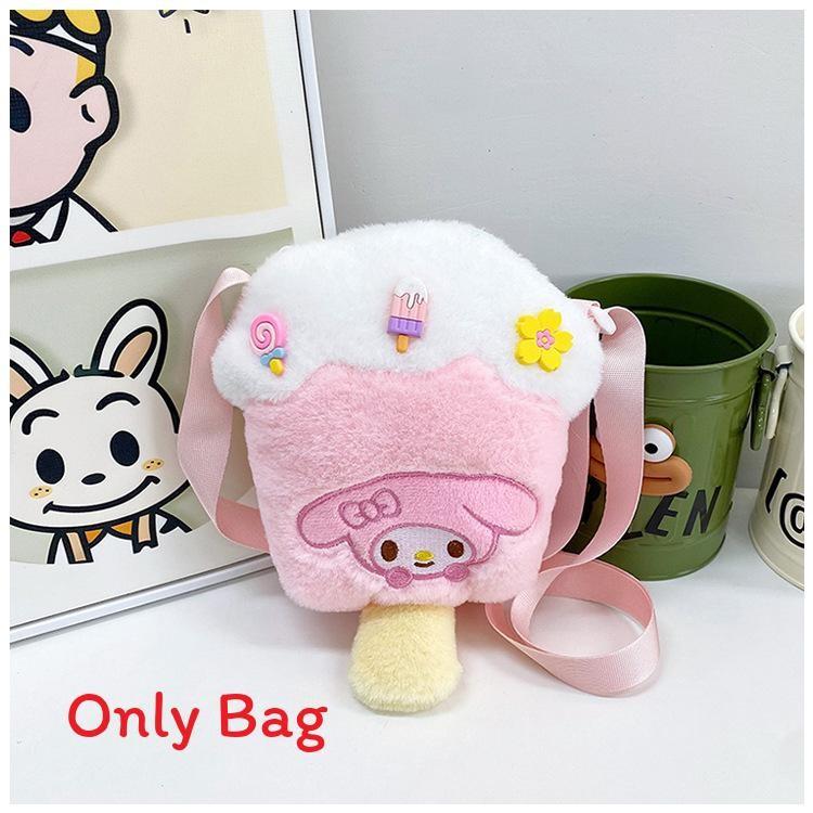 Ice Plush Melody Cream Pack Kids Crossbody Bag Cute Cartoon Style Purse Coin