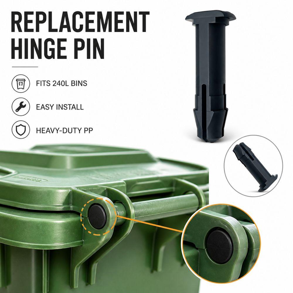 2Pcs Plastic Wheelie Bin Hinge Pin Chamfered Cut Face Waste Bin Hinge Pin Waste Bins