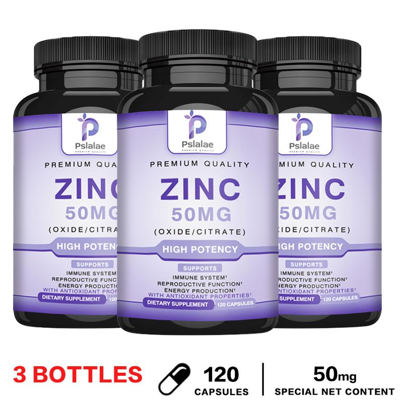 Pslalae High-Content Zinc Capsules, 50mg, Zinc Oxide Citrate Complex, Immune System, Dietary Supplement, Suitable for Adults