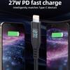 2m USB C to Lightning Cable Digital Display PD 27W Fast Charging Nylon Braided Cord