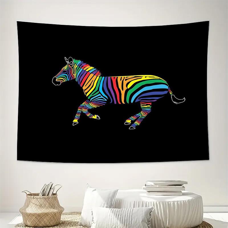 Colorful Zebra Tapestry Wall Hanging Psychedelic Animal Art Bohemian Home Decor Festival Room Divider Trippy Wall Art Hippie Gif