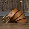 Глянцевый Ретро Простой Подходящий ко всему Натуральная Кожа Растительного Дублирования Коровья Кожа Пряжка-штифт Мужской Повседневный Ремень из Натуральной Кожи для Брюк