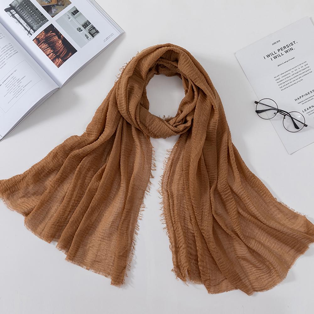 Muslim Fashion Women Crinkle Hijab Scarf Soft Solid Head Scarves Turban Shawls and Wraps Hijab Femme Musulman Kopftuch