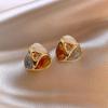 1 Pair Korean Fashion Geometric Triangle Stud Earrings for Women Retro Gold Color Statement Wedding Party Jewelry Gift