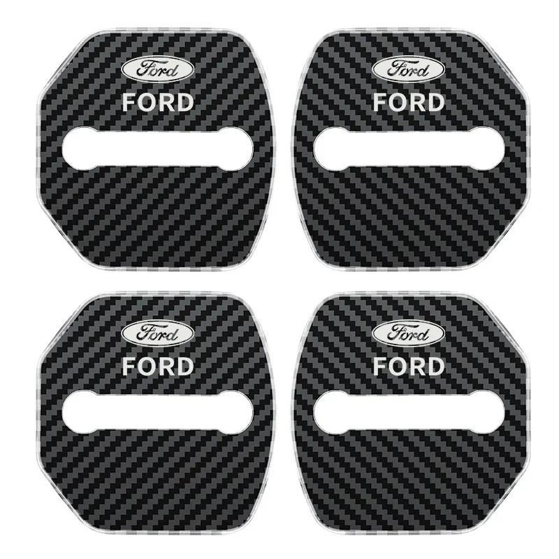 Car Sticker 4pcs Door Lock Decoration Protection Cover Emblem case for Ford Kuga Territory Focus RS Escort Fiesta Mondeo Accesso