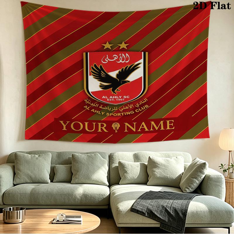 Custom Name Al Ahly SC2 Printed Tapestry – Wall Hanging for Bedrooms, Dorms, and Home Decor