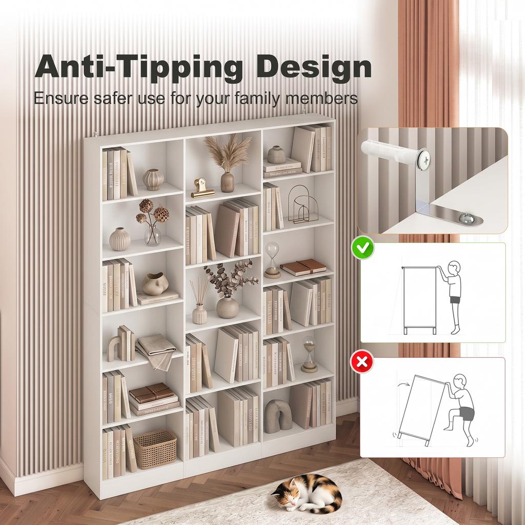 Bookcase with 17 Compartments 6-Tier 149 x 23.6 x 188 cm White