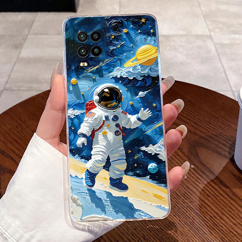 Casing For Xiaomi Mi 10 Lite 5G Youth Zoom Case Aesthetic Fashion Cute Cat Astronaut Silicone Back Cover Transparent Phone Case