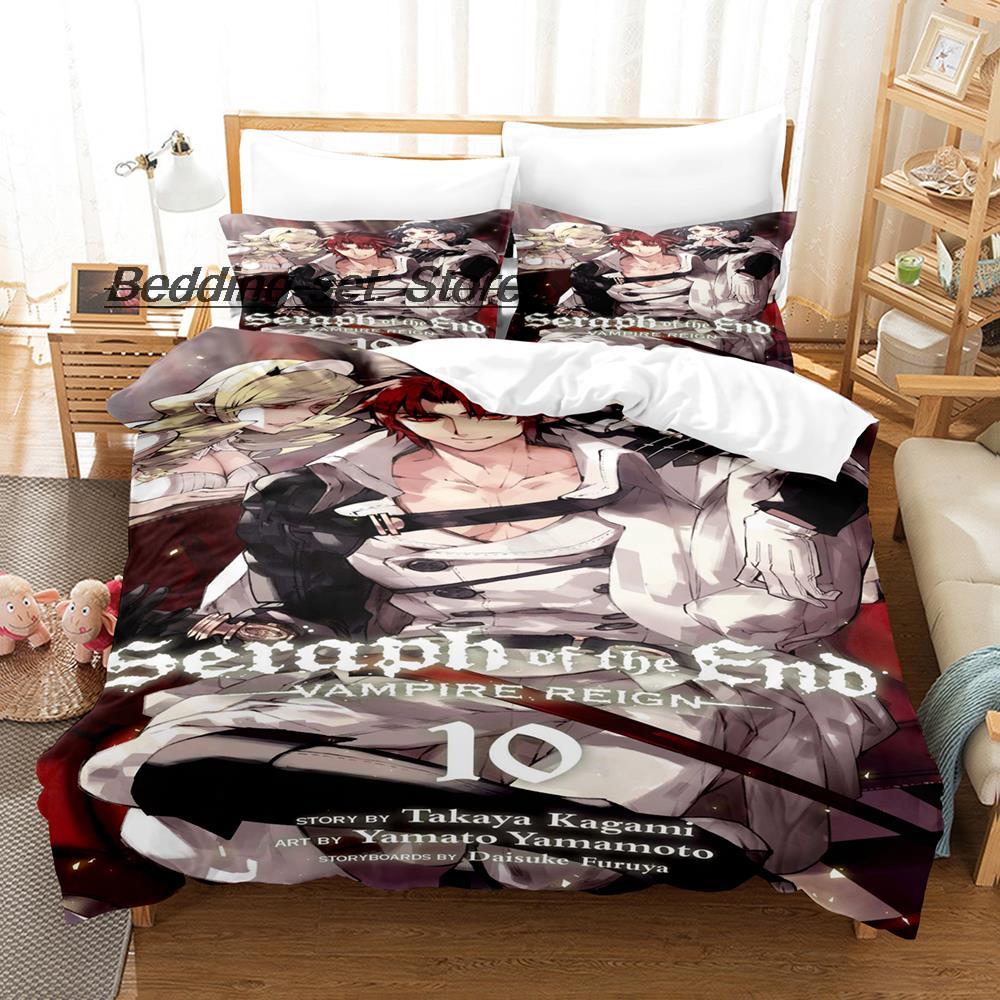 2014 Серафим Конца Постельный Комплект Односпальный Полуторный Двуспальный Квинсайз Кингсайз Комплект для Подростковой Спальни Пододеяльник Комплекты Аниме Комплект Постельного Белья