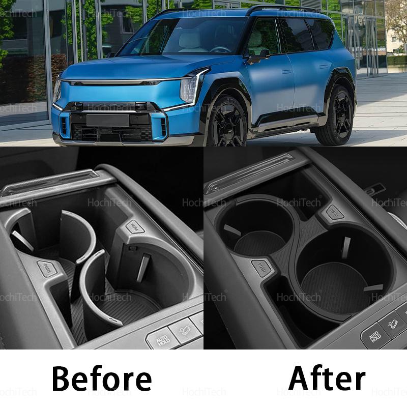 Аксессуары-подстаканники для Kia EV9 2025-2025 Противоскользящий амортизирующий держатель для напитков Ящик для хранения Органайзер
