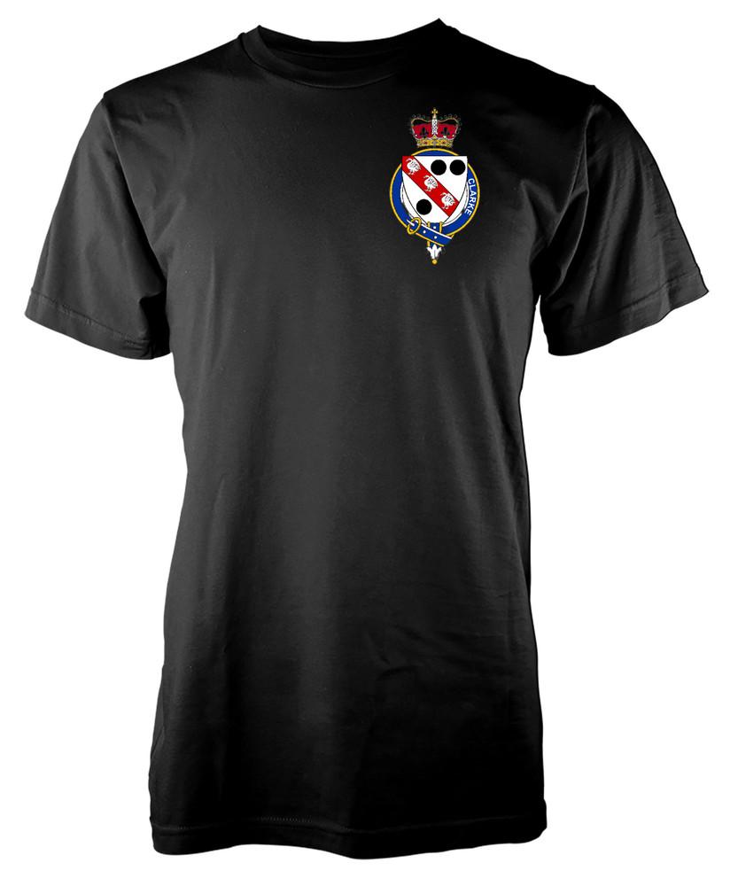 Free Personalisation Clarke Family Name T-Shirt Family Crest Badge Coat Of Arms