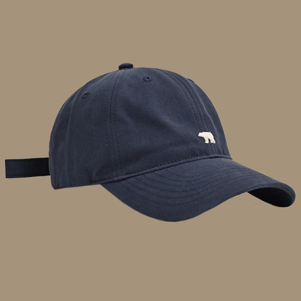 Fashionable Retro Polar Bear Embroidered Baseball Cap For Women Japanese Style Versatile Big Head Circumference Duckbill Cap
