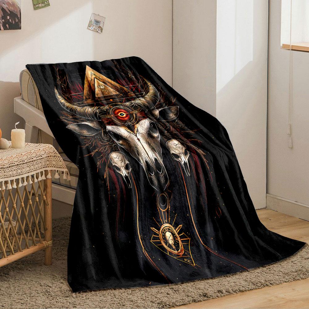 Mystical Animal Skull Art for all seasons blanket lunch break throw gift