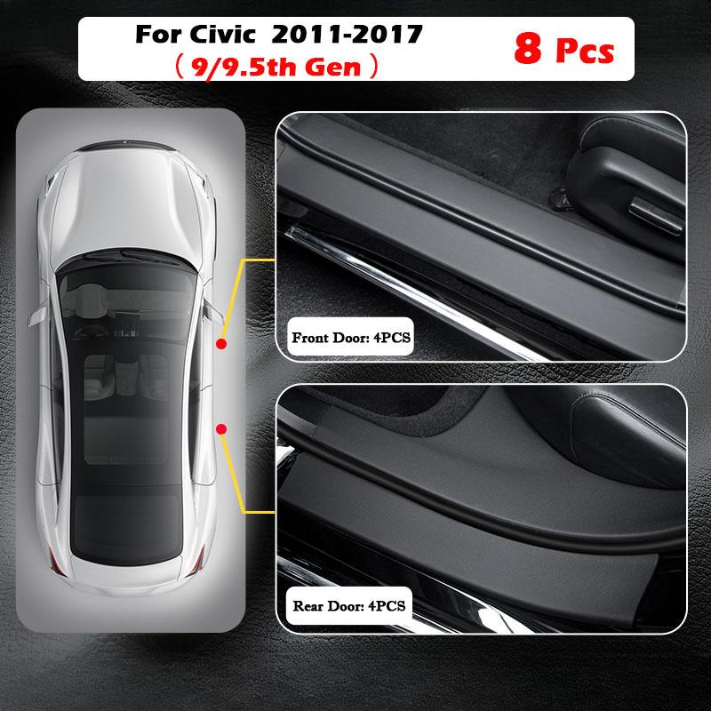 For Honda Civic 9/10/11th Gen 2011-2025 Car Threshold Strip Protector Sticker Door Trunk Scratch Resistant Trampling Pad Decor