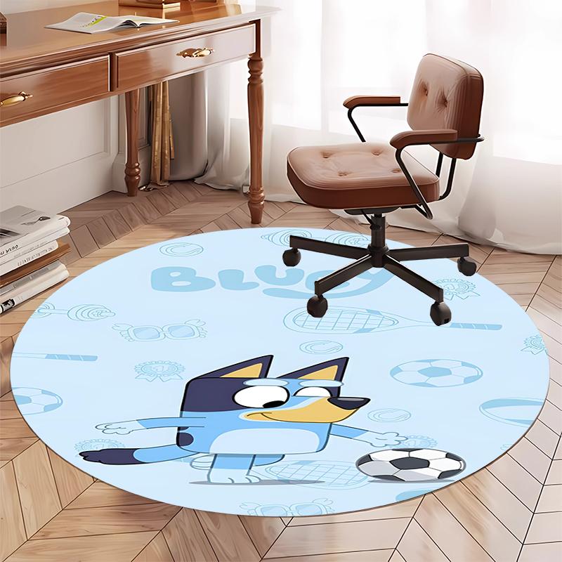 Bluey Printed Round Rug Carpet Chair Rug Area Rug Entryway Doormats,for Office Chair Living Room Bedroom Kitchen Room.