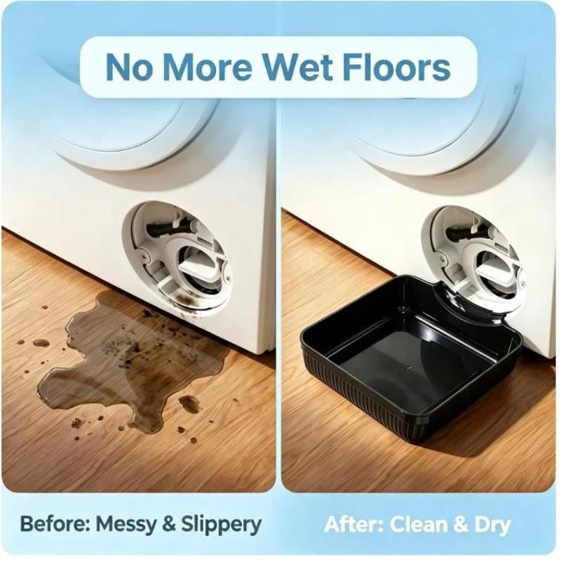 Washing Machine Drain Pan Leak Proof Front Load Easy Install Tray with Reusable Lint Filter Funnel
