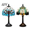 European Style Metal Base Lamp Tiffany Dragonfly Stained Glass Table Lamp, Vintage Blue Bedside Night Light, Decorative Atmosphere for Bedroom Living