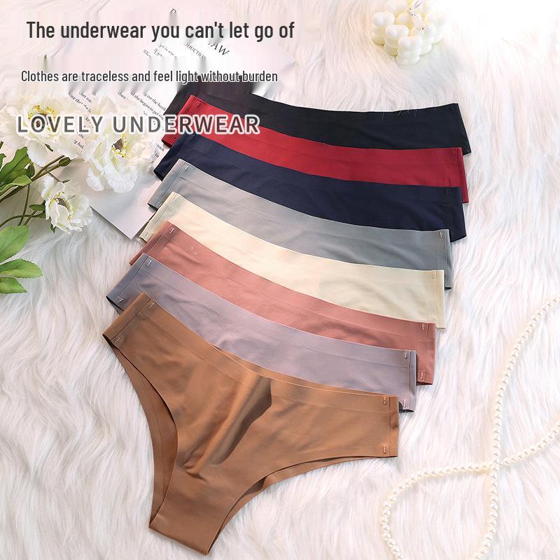 Ice Silk Seamless Mid-Waist Thong - Breathable & Comfortable Women's Panties