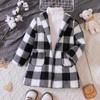 Autumn Winter Girls' Casual Coat Clothes Child Long Sleeve Plaid Fur Thicken Long Outwear Knitwear Jacket