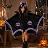 Cartoon Bat Costume Halloween Fleece Blanket Hoodie, Plush Wearable Hooded Hoodie Cape, Oversized Sleepwear for Women Animal Cape