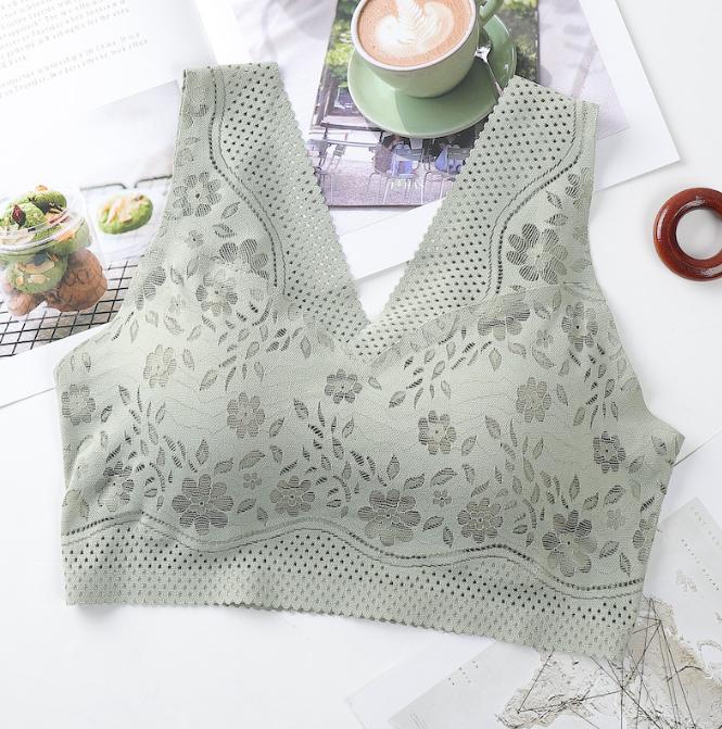 Бесшовные дышащие кружевные бюстгальтеры пуш-ап для женщин, сексуальное нижнее белье без косточек, нижнее белье с v-образным вырезом и низкой спинкой